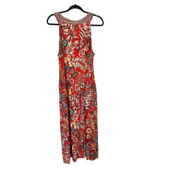 Soft Surroundings Maxi Dress Large Floral Orange Sleeveless Embroidered Resort - Picture 3 of 9